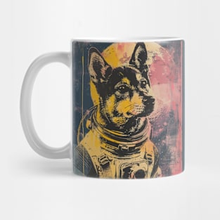 Vintage and vivid pomsky dog astronaut portrait Mug